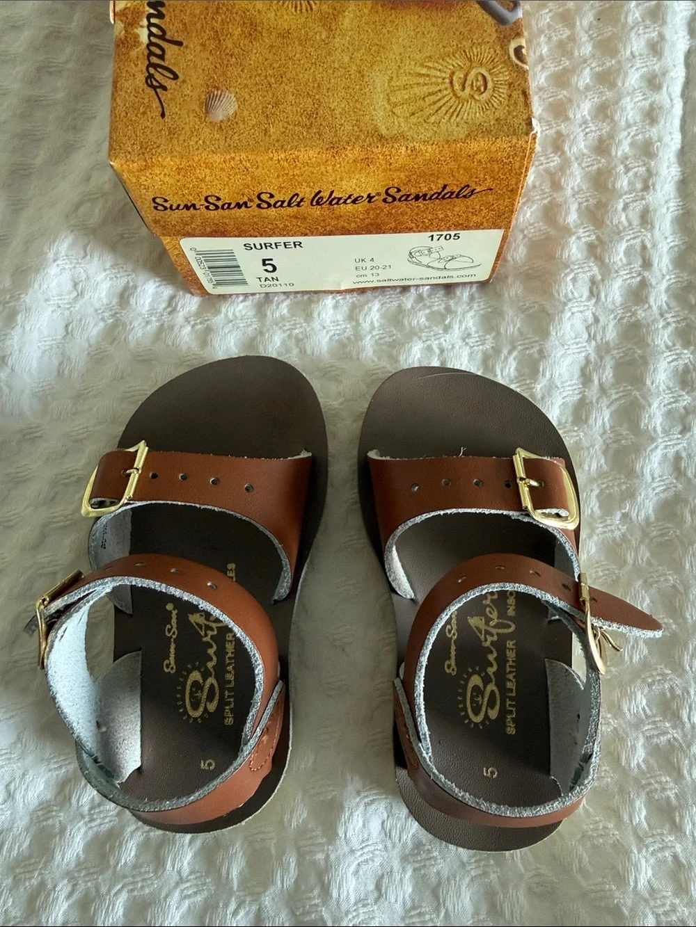 Kids' Tan Surfer Sandals with Adjustable Buckles